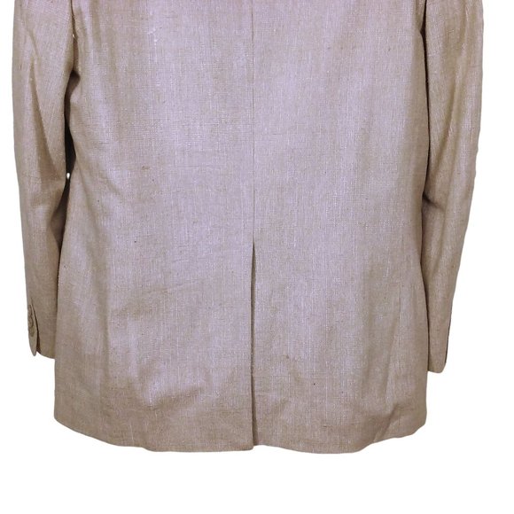 Marc Jeffries Pure Silk Blazer Suit Coat Men-48(L) Dbl-Button Vent Pockets Cream - Picture 7 of 11